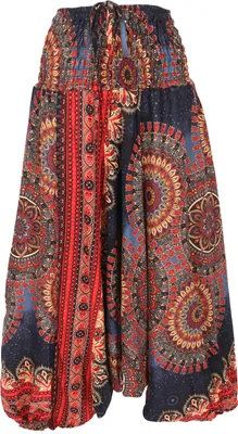 Produktbild von Afghani Hose, Overall, Jumpsuit, Haremshose, Pluderhose, Pumphose, Aladinhose - Dunkelblau/rot, Damen, Viskose, Hosen