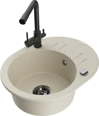 Produktbild von Mexen Kevin 1 Becken-Granitspüle mit Abtropffläche und Mischbatterie Duero, Beige - 6517-69-671600-70