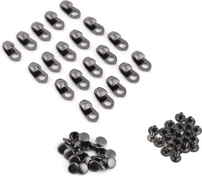 Imagen del producto de 20 ganchos para cordones con remaches – adornos para cordones – color plateado – para zapatos de senderismo y escalada.