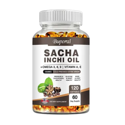 Obrázok produktu pre Sacha Inchi olej + Omega 3, 6, 9 + vitamín A, E (120 kapsúl) Výživový doplnok, Imunitný systém, Srdce, Cholesterol