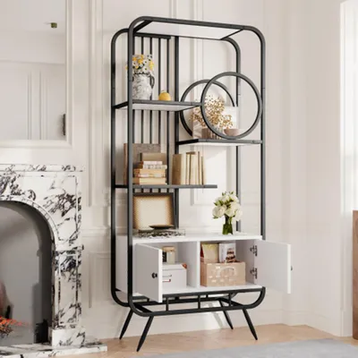 Produktbild von Metallregal,Lagerschrank mit Doppeltür, Kommode drei Regalböden, schwarzes Metallregal,80 x 30 x 180 cm