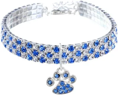 Produktbild von Halsband mit Kristallanhänger, verstellbar, Größen S bis L, für kleine Hunde und Katzen