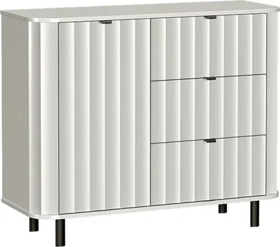 Produktbild von Wohnzimmer Kommode mit 111 cm Breite in Weiß, mit Wellenoptik - NASHVILLE-161