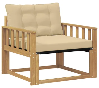 Imagen del producto de vidaXL: Juego de sofás de exterior, madera de acacia maciza y textileno, color blanco