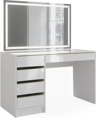 Obrázok produktu pre Toaletný stolík Vicco Sherry, 120 cm s LED zrkadlom, bielo/zlatá