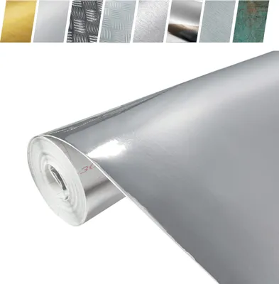 Produktbild von Klebefolie Möbel 45x50 cm - Chrom Glanz - Selbstklebende Möbelfolie im Deko-Stil - Klebefolie für Möbel ideal für Küche, Bad und DIY Projekte