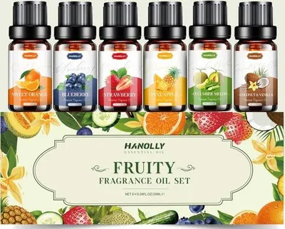 Produktbild von Ätherische Öle für Diffuser, 6 x 10 ml – fruchtige Düfte – Aromatherapie – Entspannung – Vemera