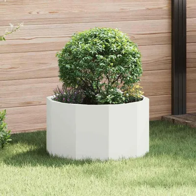Produktbild von "Schlussverkauf" Pflanzkübel im Garten - 1 pc - Blumenbeet/Gartenbeet - Weiß 60x60x35 cm Stahl C13612