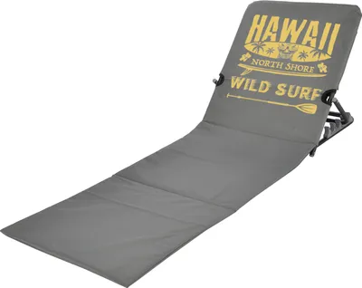 Produktbild von JEMIDI Strandmatte gelb, 47x145cm, faltbar mit Rückenlehne, leicht tragbar, Hawaii Design, aus Metall und Polyester, mit 2 Fächern, 1,7 kg, Packmaß 57x57x9cm
