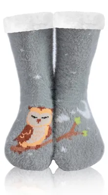 Produktbild von Hausschuhe Damen, Slipper, Socken – mit Fleece gefüttert – rutschfest – Winter