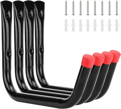 Imagen del producto de Ganchos de acero para pared, juego de 4 unidades, 14 cm de longitud, capacidad de hasta 30 kg, para garaje