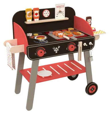 Image de Ensemble de barbecue en bois pour enfants, jouet de cuisine