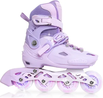 Produktbild von Verstellbare Inline-Skates für Kinder, lila – für Anfänger, drinnen und draußen
