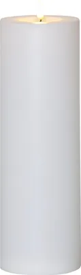 Produktbild von Star Trading 061-26 LED-Kerze "Flamme Rak" natürliche Flamme, weiß, Kunststoff, ca. 10x32,5 cm, Lichtsensor,  Batterie, Timer, outdoor,  Vierfarb-Karton