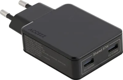 Produktbild von Accezz Ultra Slim GaN Ladegerät - 2x USB-C - 65 W - Schwarz
