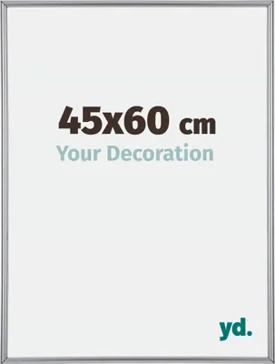 A product image showing a frame with text indicating size and a logo.