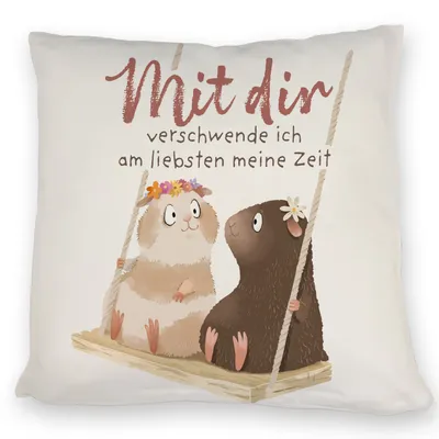 Produktbild von Meerschweinchen Kissen mit Spruch Zeitverschwendung mit dir am schönsten