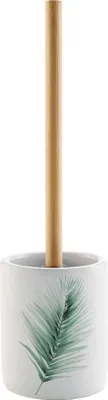 Produktbild von WC Garnitur HAVANE, Keramik/Bambus, weiß-grün mit Blattmotiv, 10x36,5 cm