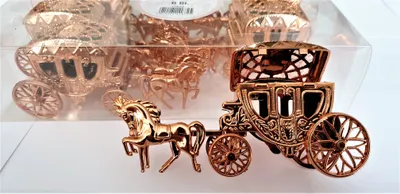 Produktbild von 6er SET HOCHZEITS KUTSCHE BEFÜLLBAR / Farbe : ROSÉ GOLD Geldgeschenke DEKO