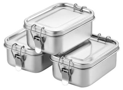 Image de Omgoods - Ensemble de 3 boîtes de conservation en acier inoxydable avec couvercle