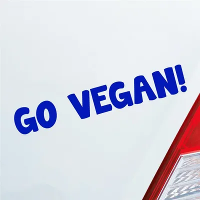 Produktbild von Auto Aufkleber Go Vegan! Werde Veganer ! Tierliebe Love Car 19x3 cm Dunkelblau Sticker Heckscheibenaufkleber