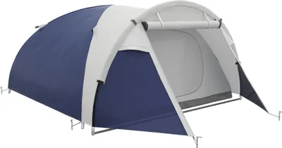 Image de Outsunny Tente de camping 3/4 personnes dôme légère ventilée facile à monter avec portes zippées, sac de transport inclus Oxford 320 x 240 x 130 cm bleu foncé gris clair