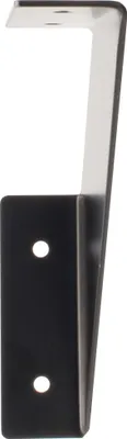 A single black metal shelf bracket shown from the side.