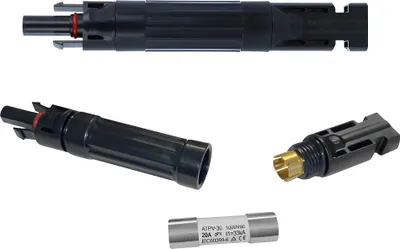 Produktbild von 2x Sicherungsbuchse mit Sicherung 20A 1000V Solar Kabel Kupplung Verbinder Steckverbinder