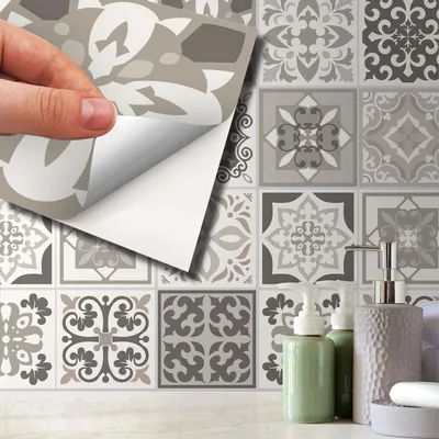 Produktbild von WALPLUS 24 PCS Selbstklebende Fliesenaufkleber 15x15cm Hitzebeständig Küche Noor Hellbraun und Beige Mediterrane Wandfliese Aufkleber Abziehbilder