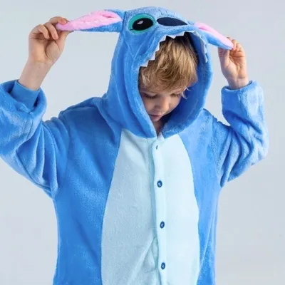 Produktbild von Pyjama Onesie Kigurumi Kostüm für Kinder Lilo & Stitch 128