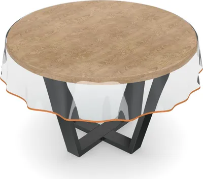 Produktbild von Tischdecke Klara 0,5mm Wachstuch PVC abwaschbar Durchsichtig Transparent Orange SAUM Rund 140cm