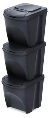 3er-Set Mülleimer Abfalltrennsystem Kunststoff 39x29x33 cm