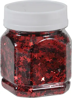 Produktbild von Glittersterne 80g zur Dekoration - Bastelsterne Glitzersterne Weihnachtsdeko - Glitter Farbe Rot