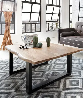 Produktbild von Couchtisch Baumkante 120x80 cm Akazie naturfarben schwarz