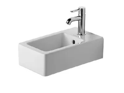 Produktbild von Duravit Handwaschbecken VERO mit Überlauf, Hahnlochbank, 250 x 450 mm, 1 Hahnloch weiß