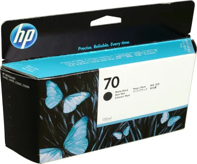 Produktbild von HP 70 Mattschwarz DesignJet Druckerpatrone, 130 ml, HP DesignJet Fotodrucker der Serien Z2100, Z3100 und Z3200, HP DesignJet Z5200 PostScript-Drucker, Thermal Inkjet, Schwarz, Singapur, 40 mm, 202 mm