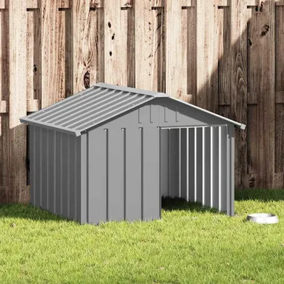 Obrázok produktu pre vidaXL Domček pre psa šedý 116,5x103x81,5 cm Pozinkovaná oceľ