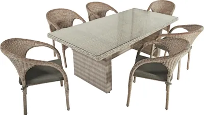 Produktbild von Garden Pleasure Tischgruppe DIJON 7-tlg. Alu / Kunststoffgeflecht 970367-1