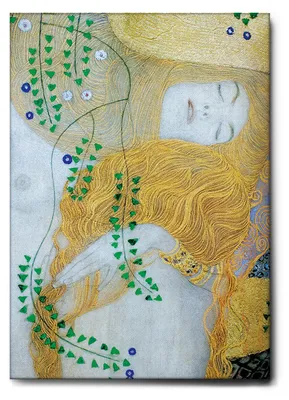 Produktbild von Giallobus - Detail der Wasserschlangen 1 - Gustav Klimt - 100L x 140B cm - Bild - Leinwand mit Standardrahmen