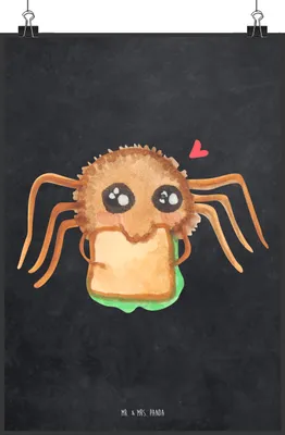 Produktbild von Mr. & Mrs. Panda Bild Spinne Agathe Sandwich DIN A5 - Kreidetafel - Geschenk, Hunger, Mut, wanddeko, drucke, Wandbild, Glück, Plakat, Kunstdruck, Alles Wird gut, Hungrig