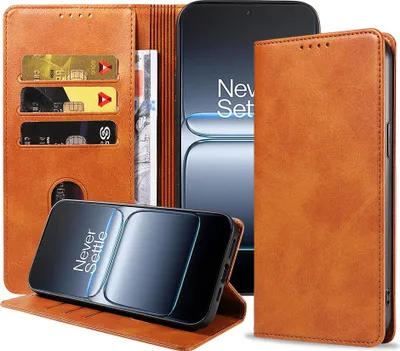 Produktbild von Geeignet für OnePlus Nord 5 Handytasche Kunstleder mit Magnetverschluss und Kartenhalter Bookcase mit Klappe - Wallet Case mit Kartenfach - Braun - Smartphonics