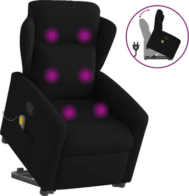 Image de Fauteuil de massage inclinable Noir Tissu