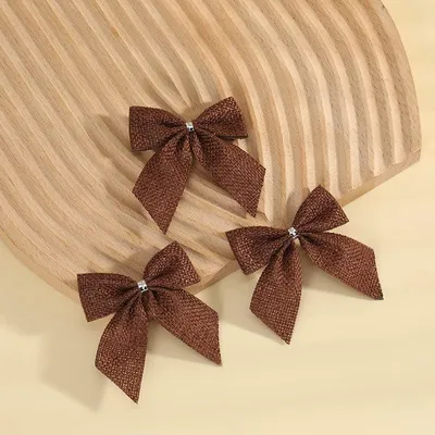 10 Weihnachtsbänder, kleine Tannenbaum-Bänder, braun, 1 cm