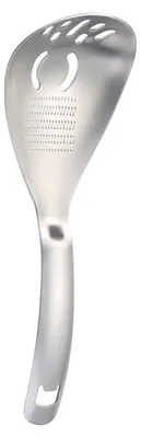 Produktbild von Multifunktionslöffel aus Edelstahl, Kartoffelstampfer, Eiertrenner, Flaschenöffner, Nudelsieb – tragbar, rostfrei, unverzichtbares Küchengerät für Zuhause und unterwegs.