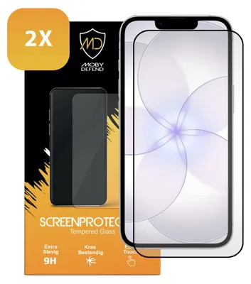 Produktbild von MobyDefend 2er-Pack Displayschutzglas mit schwarzem Rand - kompatibel mit iPhone 17e - Gehärtetes Glas