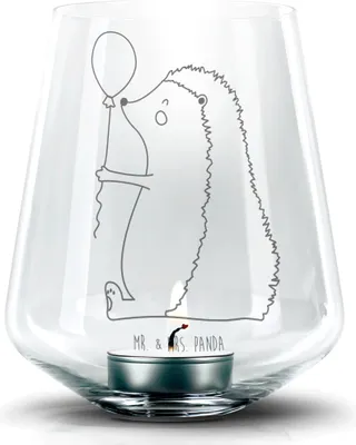 Produktbild von Mr. & Mrs. Panda Laterne Igel Luftballon - Transparent - Geschenk, Teelichthalter, Graviertes Windlicht, gravur glas, Ballon, Lustige Sprüche, Herzlichen Glückwunsch