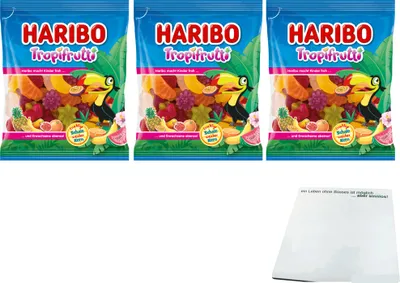 Produktbild von Haribo Tropi Frutti 3er Pack (3x175g Beutel) + usy Block