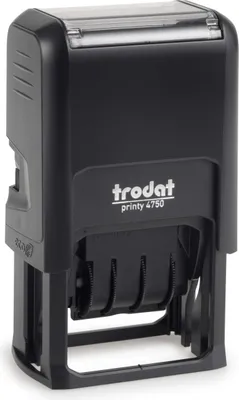 Produktbild von Trodat Datum-PRINTY 4750, max. 41X24 mm, Gehäuse schwarz, individuelle Stempelplatte mit Ihrem Wunschtext, Stempelkissen schwarz