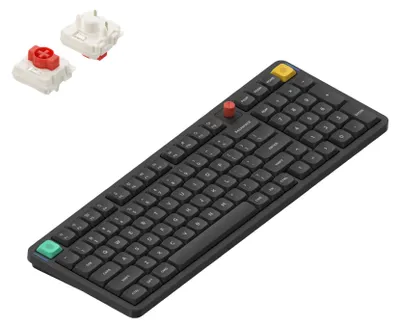 Produktbild von NuPhy Air100 V3 Kabellose Mechanische Tastatur Bluetooth/2,4 GHz/USB-C QWERTY Layout - Nebula Dark / Red nano