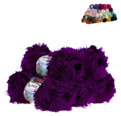 5 x 100g Strickgarn Yumos Fransenstrickgarn 1188 dunkellila